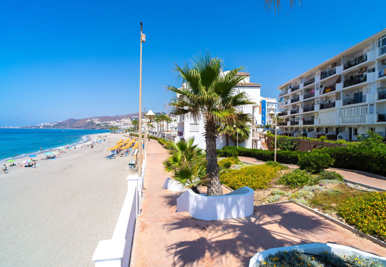 Vista de Playa Torrecilla y edificios colindantes desde los accesos de Arce 2 en Nerja.