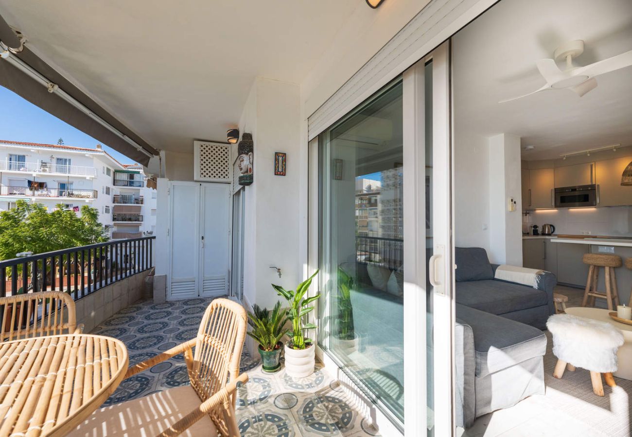 View from the terrace towards the interior of the newly renovated Acapulco Playa 302 apartment.