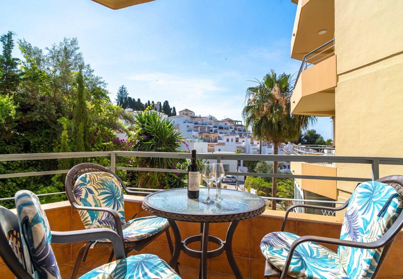 Private terrace of the Tahiti 2 7 family apartment near Burriana beach.